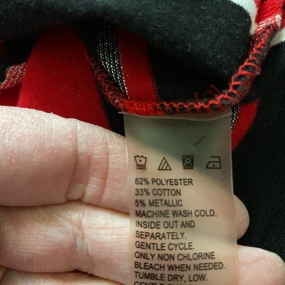 Allison Daley 3/4 sleeve tee polyester cotton metallic red black striped… - Picture 7 of 7